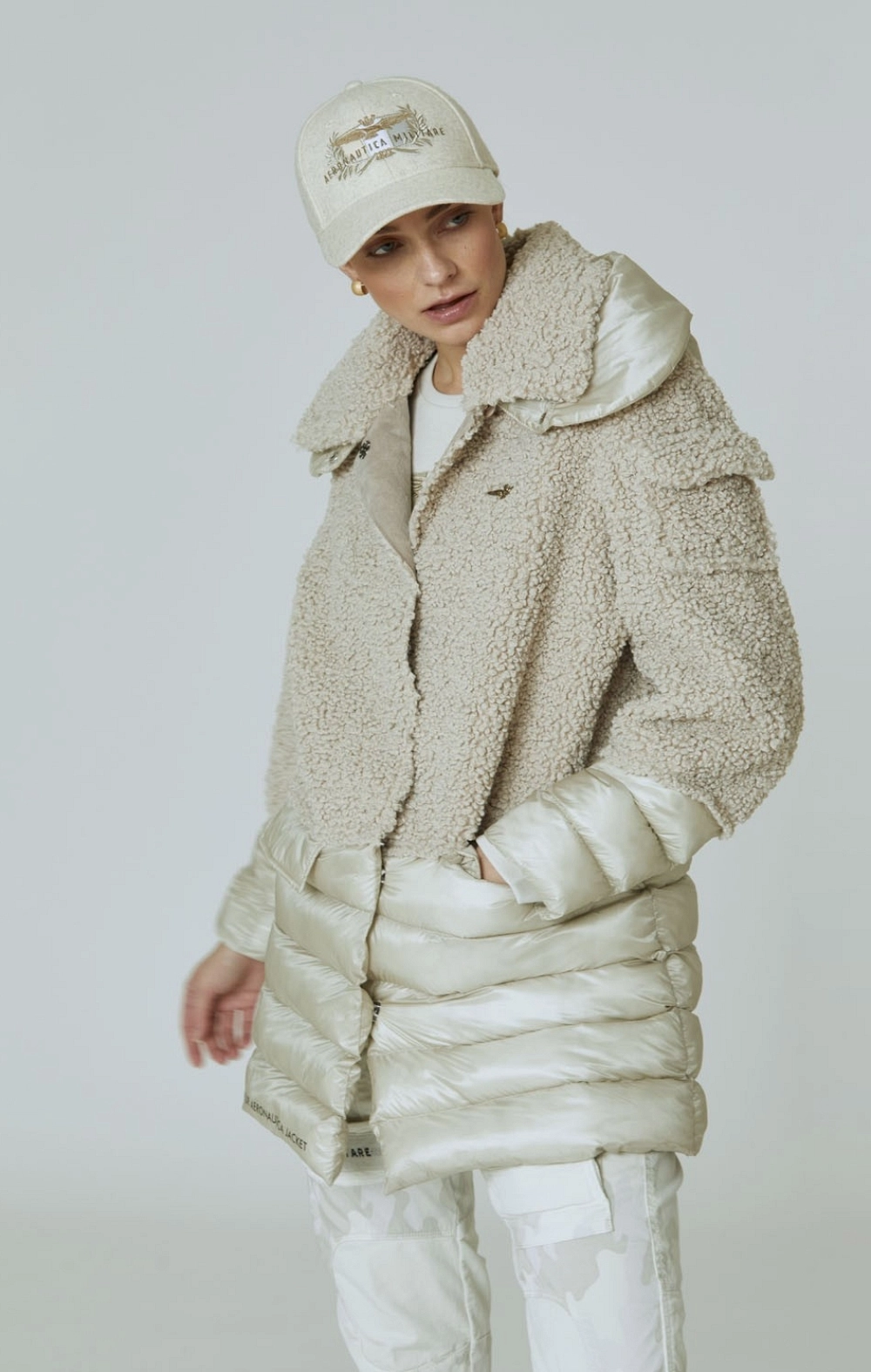 ABRIGO BORREGUITO BEIGE AERONAUTICA MILITARE