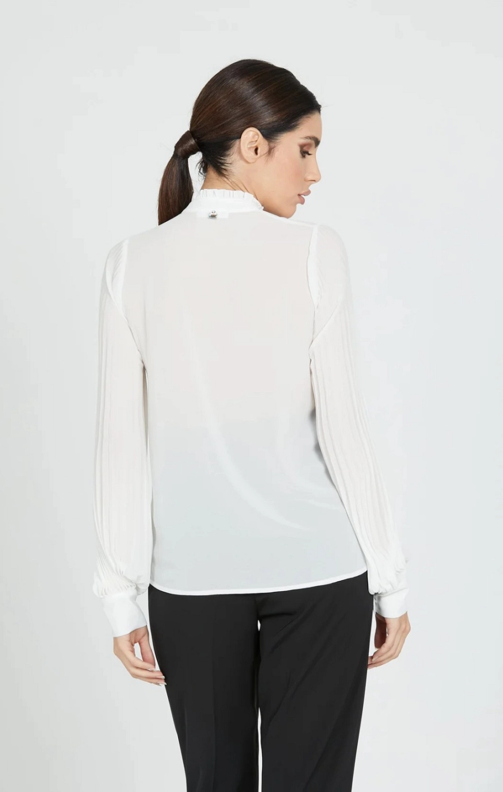 ATLANTIDE BLUSA BLANCA TRANSPARENCIAS CON BRILLANTE