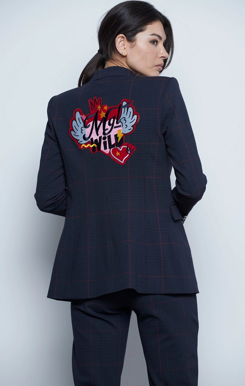 BLAZER ENTALLADA PUNTO PATA GALLO MARINO/GRIS/GRANATE MANGATA