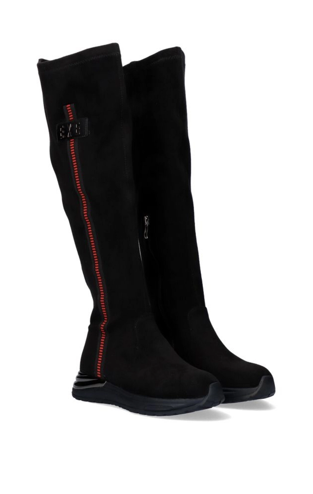 BOTA ALTA CON DETALLE ROJO Y2315-H298 EN NEGRO