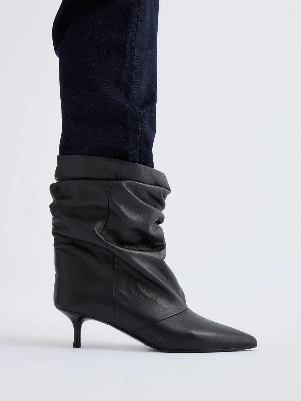 BOTIN TACON BAJO ARRUGADO PIEL