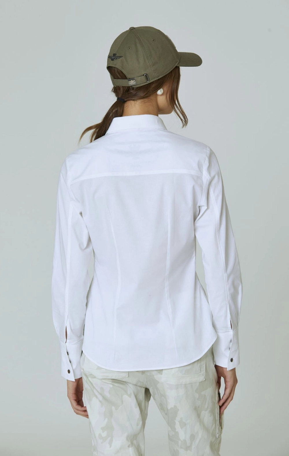 CAMISA BLANCA CORTA ESCUDO AERONAUTICA MILITARE