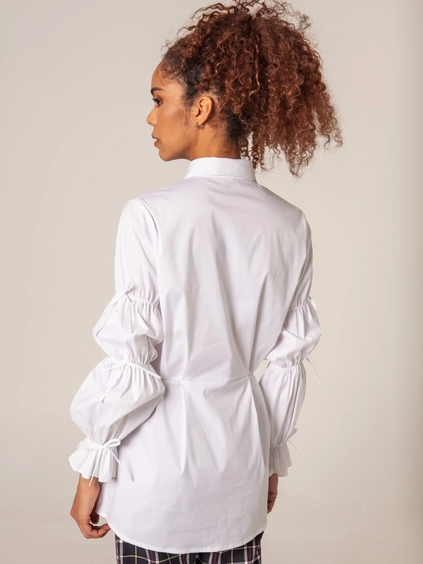 CAMISA BLANCA MANGA ABULLONADA LAZOS