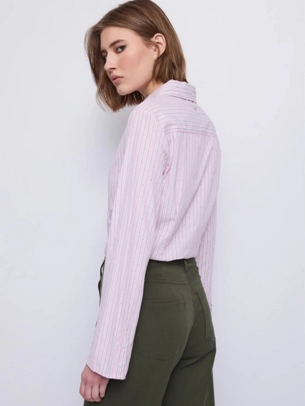 CAMISA CORTA RAYAS CRISTALES