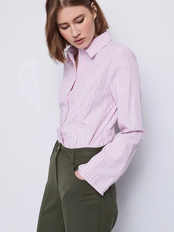 CAMISA CORTA RAYAS CRISTALES