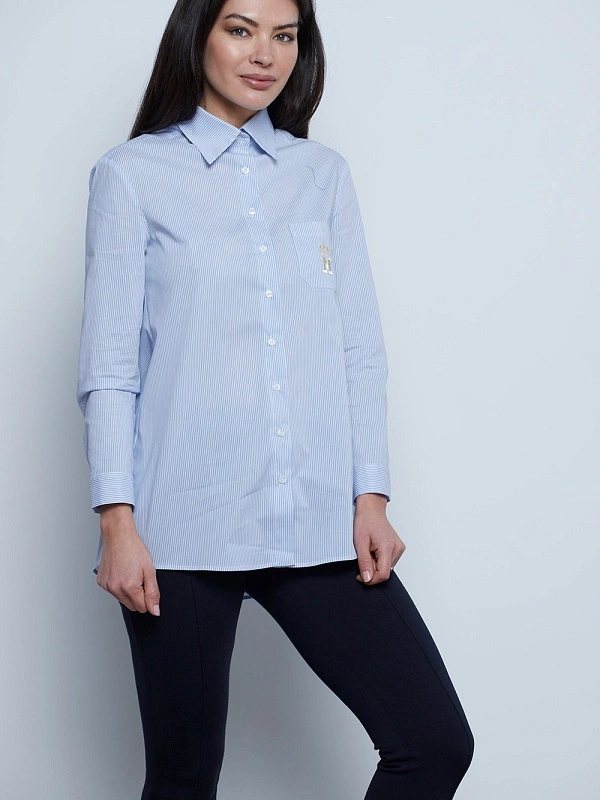 CAMISA OVERSIZE RAYA OXFORD AZUL MANGATA