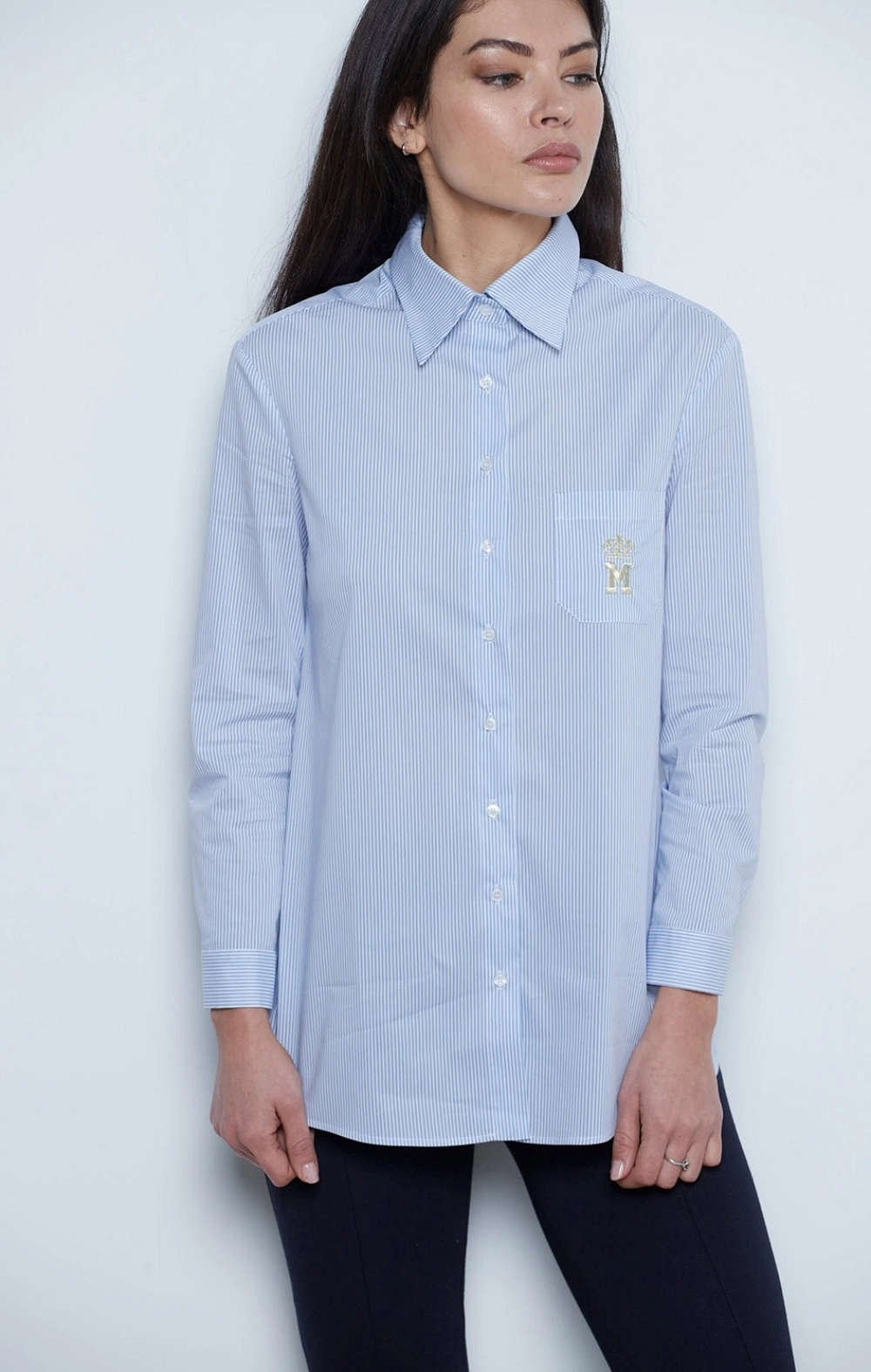 CAMISA OVERSIZE RAYA OXFORD AZUL MANGATA