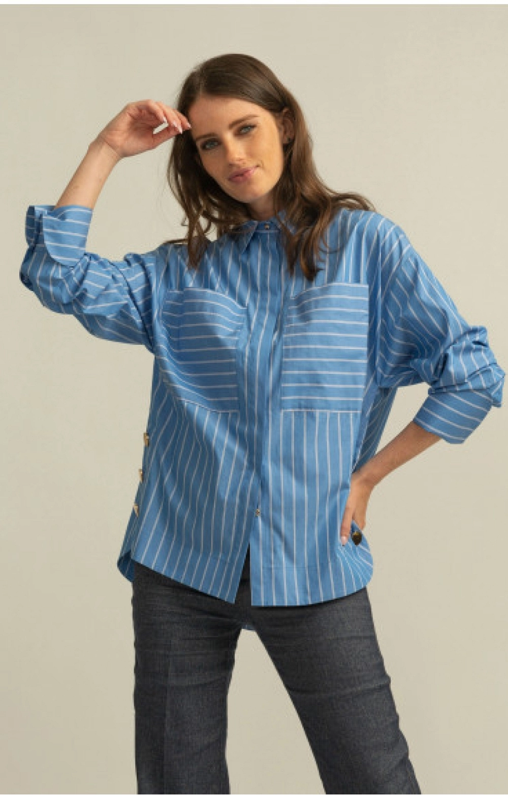 CAMISA RAYAS AZUL ALBA CONDE