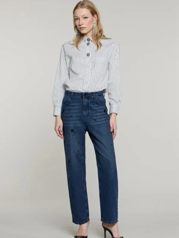 CAMISA RAYAS BOTONES BRILLOS