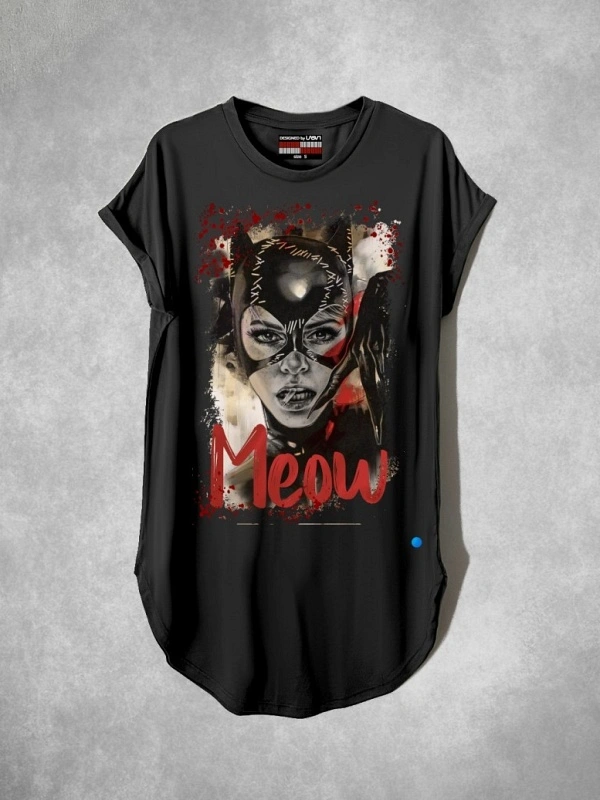 CAMISETA DE MUJER MEOW NEGRO LASAL