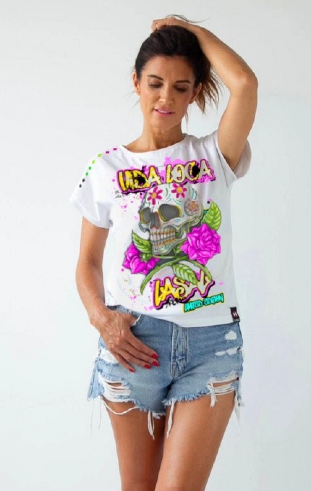 CAMISETA DE MUJER VIDA LOCA BLANCA LASL