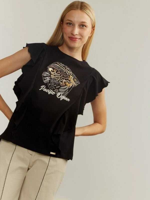 CAMISETA NEGRA PEZ