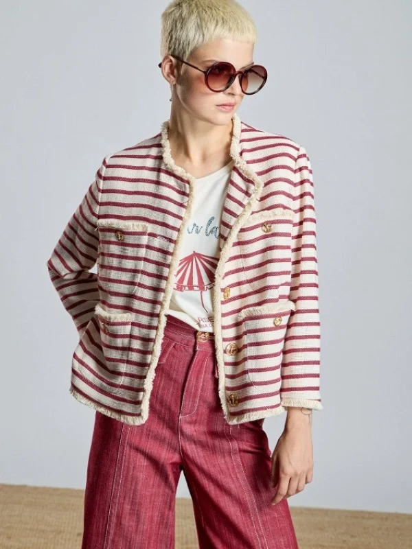 CHAQUETA BLAZER PUNTO CON RAYAS