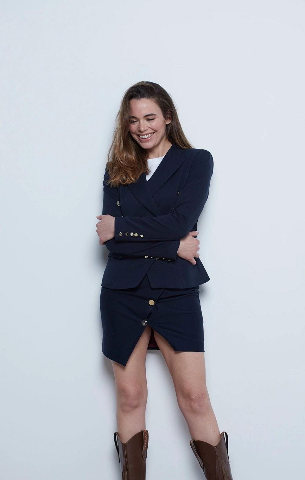 CHAQUETA CRUZADA SARGA AZUL MARINO MANGATA