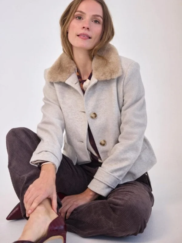 CHAQUETA PAÑO CON CUELLO DESMONTABLE DE PELO
