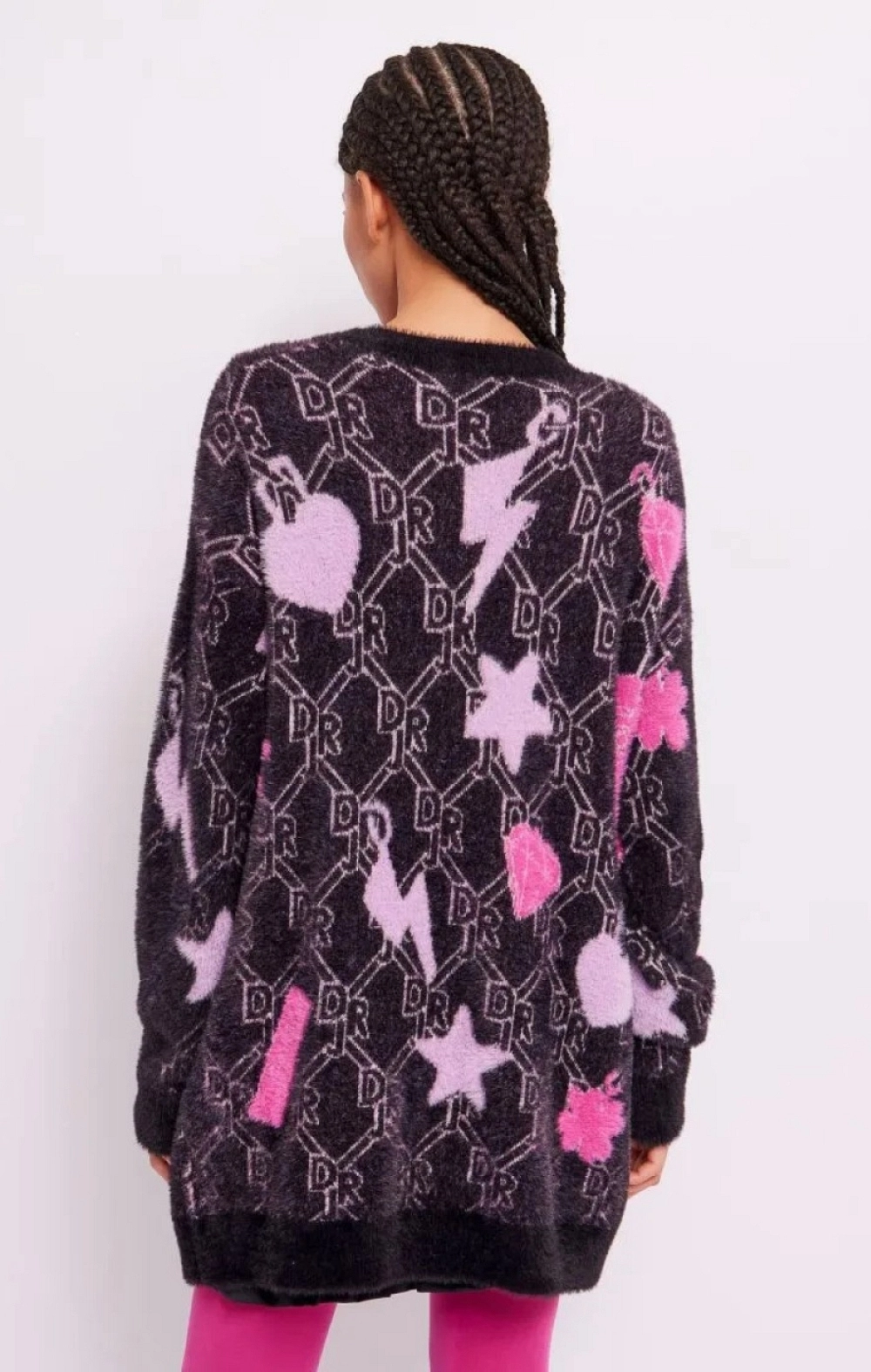 CHAQUETA PUNTO DIAMANTES ROSA/NEGRO