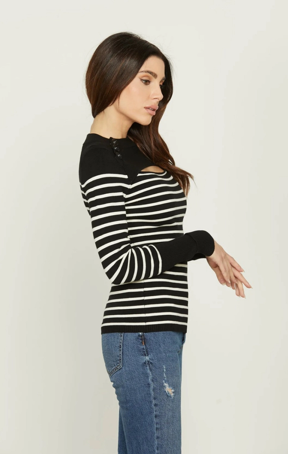 ECO JERSEY RAYAS PUNTO NEGRO/BLANCO