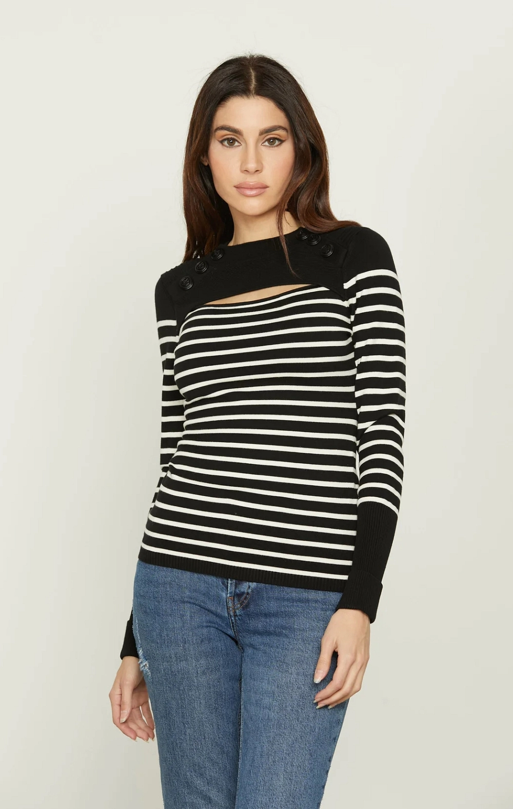 ECO JERSEY RAYAS PUNTO NEGRO/BLANCO