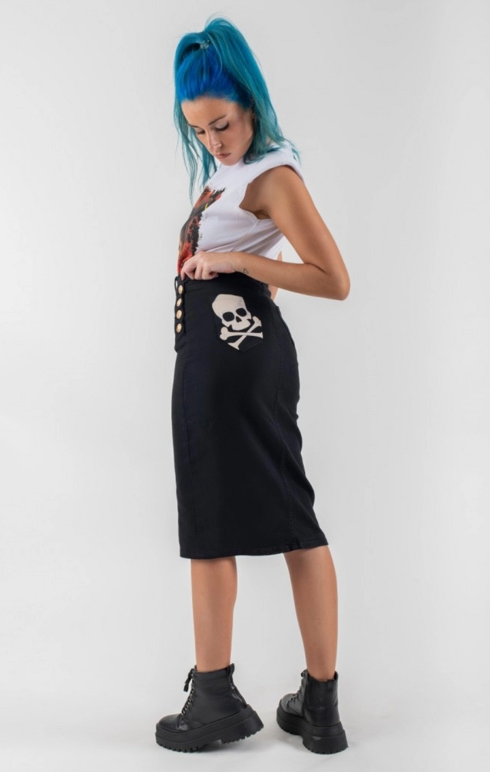 FALDA MIDI DE MUJER NAVY NEGRO LASAL