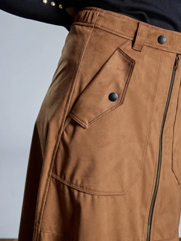 FALDA PIEL CAMEL CREMALLERA