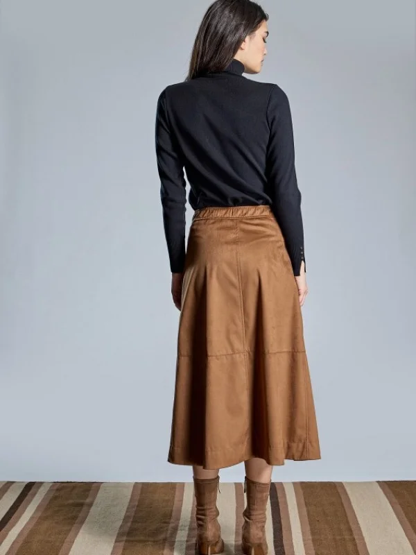 FALDA PIEL CAMEL CREMALLERA