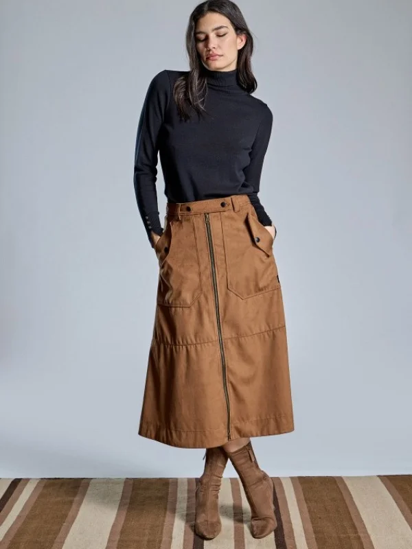 FALDA PIEL CAMEL CREMALLERA