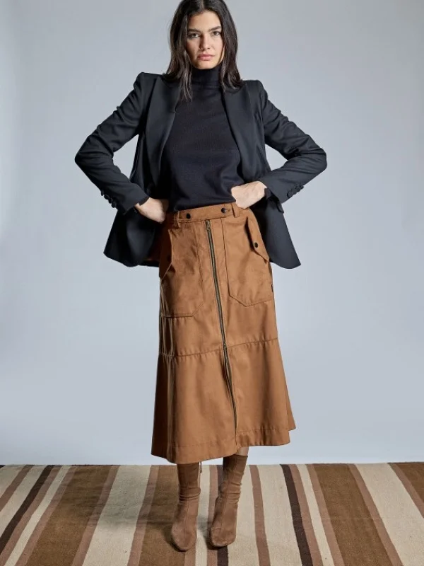 FALDA PIEL CAMEL CREMALLERA