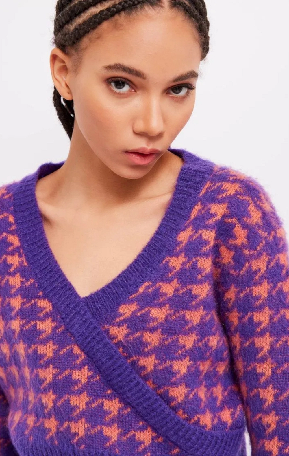 JERSEY CORTO PATA DE GALLO NARANJA/MORADO