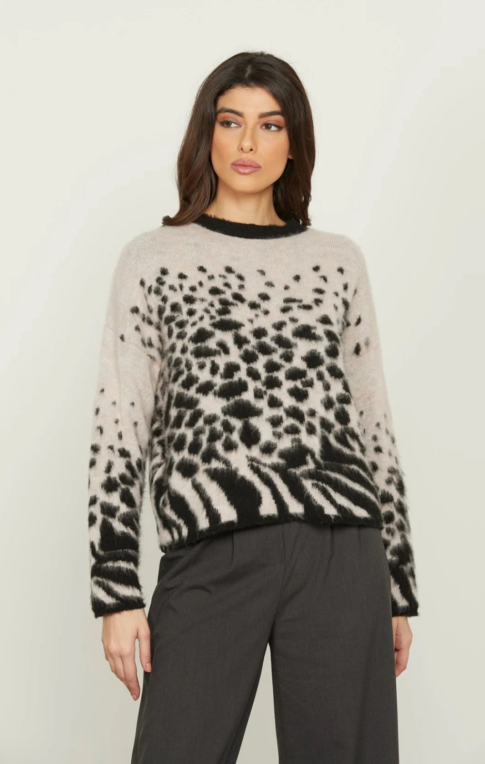 MONTE  JERSEY PUNTO MANCHAS LEOPARDO ROSA