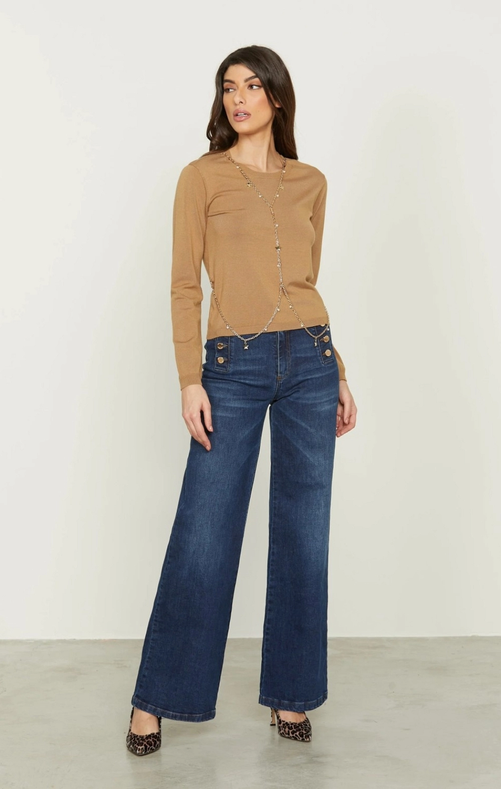 NOTTE JERSEY CAMEL PUNTO CUELLO CAJA