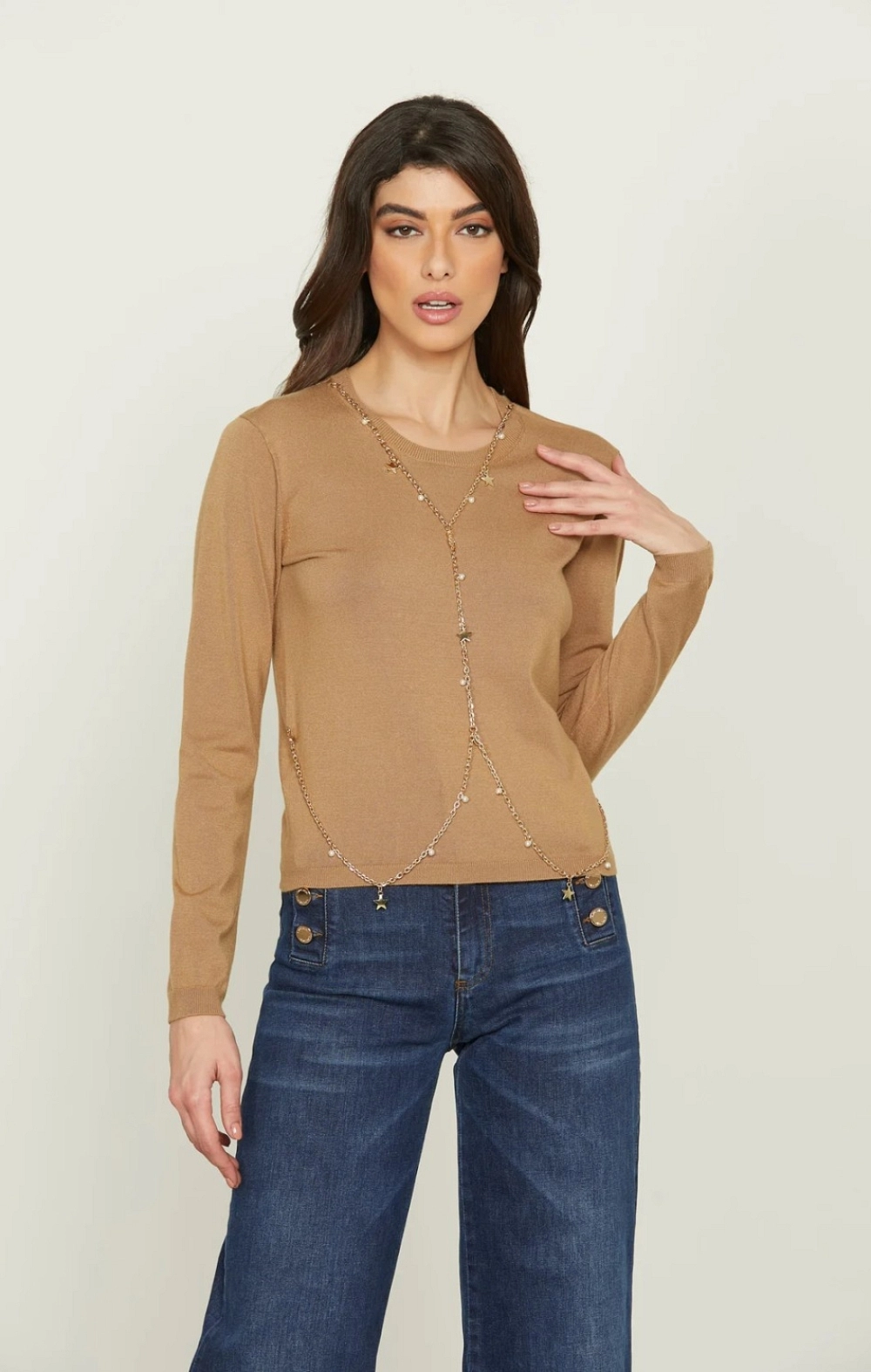 NOTTE JERSEY CAMEL PUNTO CUELLO CAJA