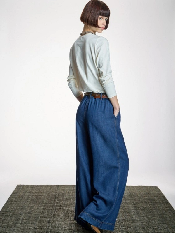 PANTALON ANCHO VAQUERO PINZAS