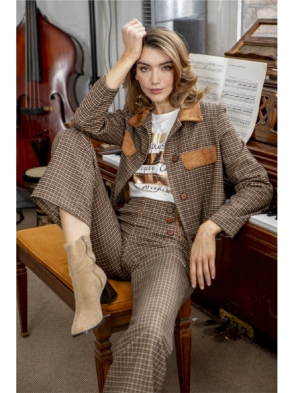 PANTALON COGNAC CUADROS