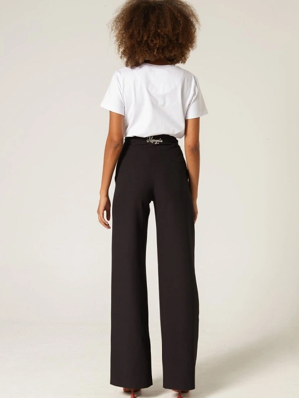 PANTALON NEGRO TRABILLAS CONTRASTE OFF WHITE MANGATA