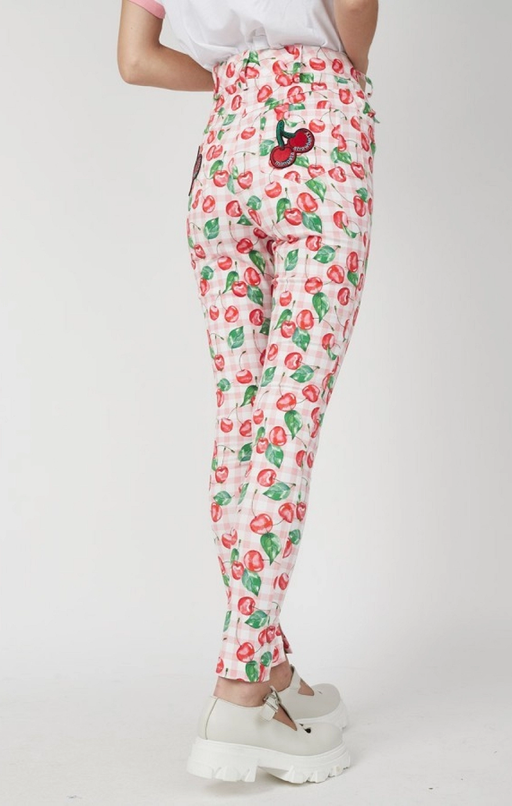 PANTALÓN PITILLO DENIM VICHY CEREZAS MANGATA