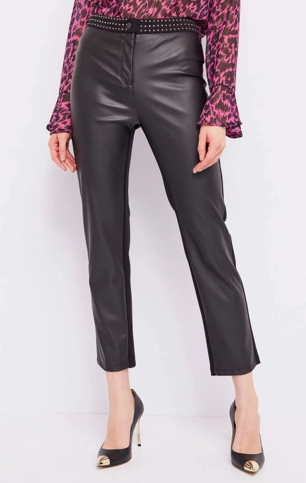 PANTALON POLIPIEL NEGRO TACHAS CINTURA