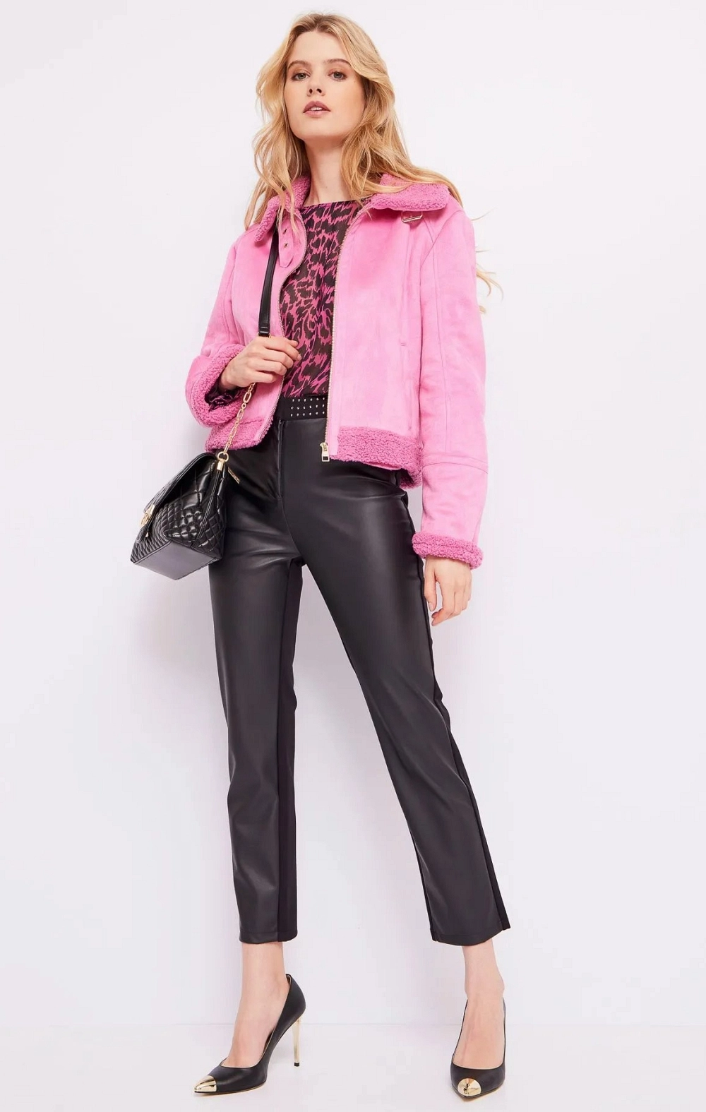 PANTALON POLIPIEL NEGRO TACHAS CINTURA