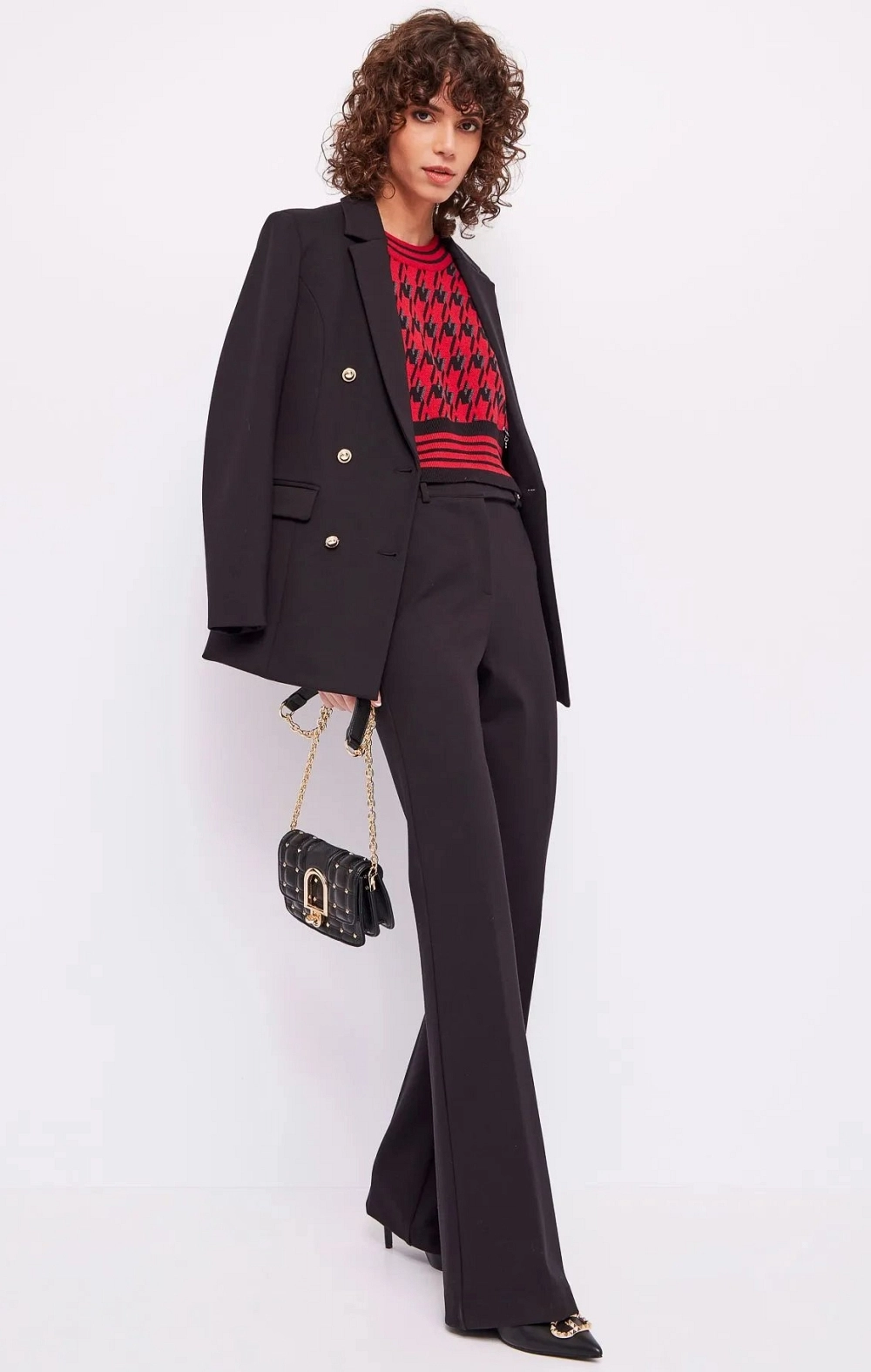 PANTALON PUNTO ROMA NEGRO BOTON