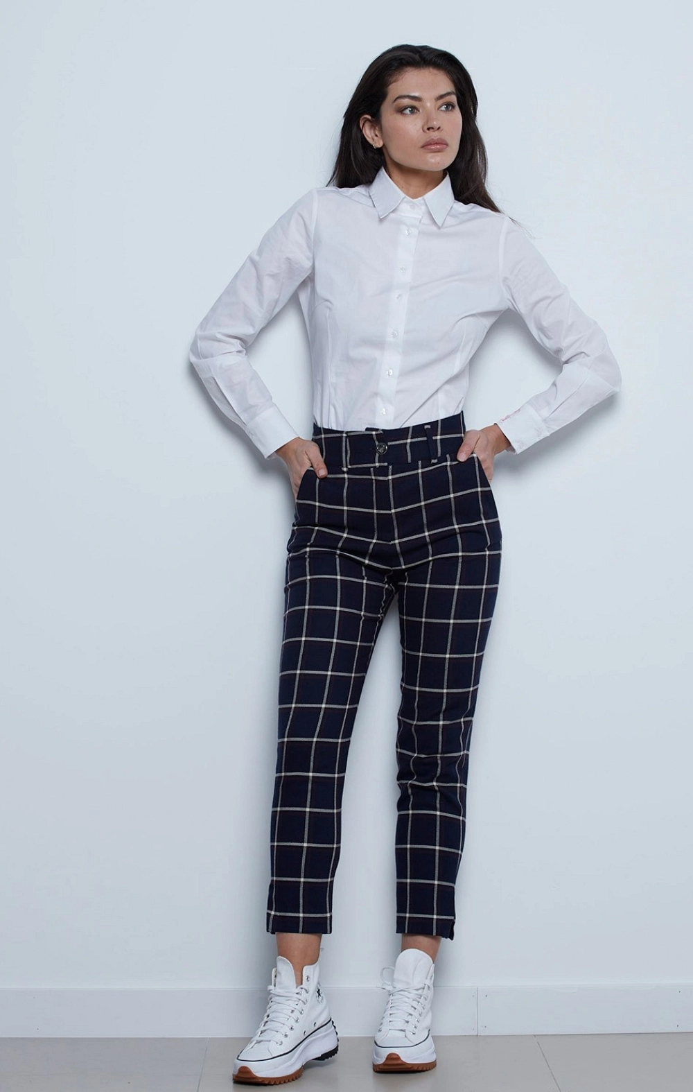 PANTALON RECTO CUADROS GRANDES MARINO/GRANATE MANGATA