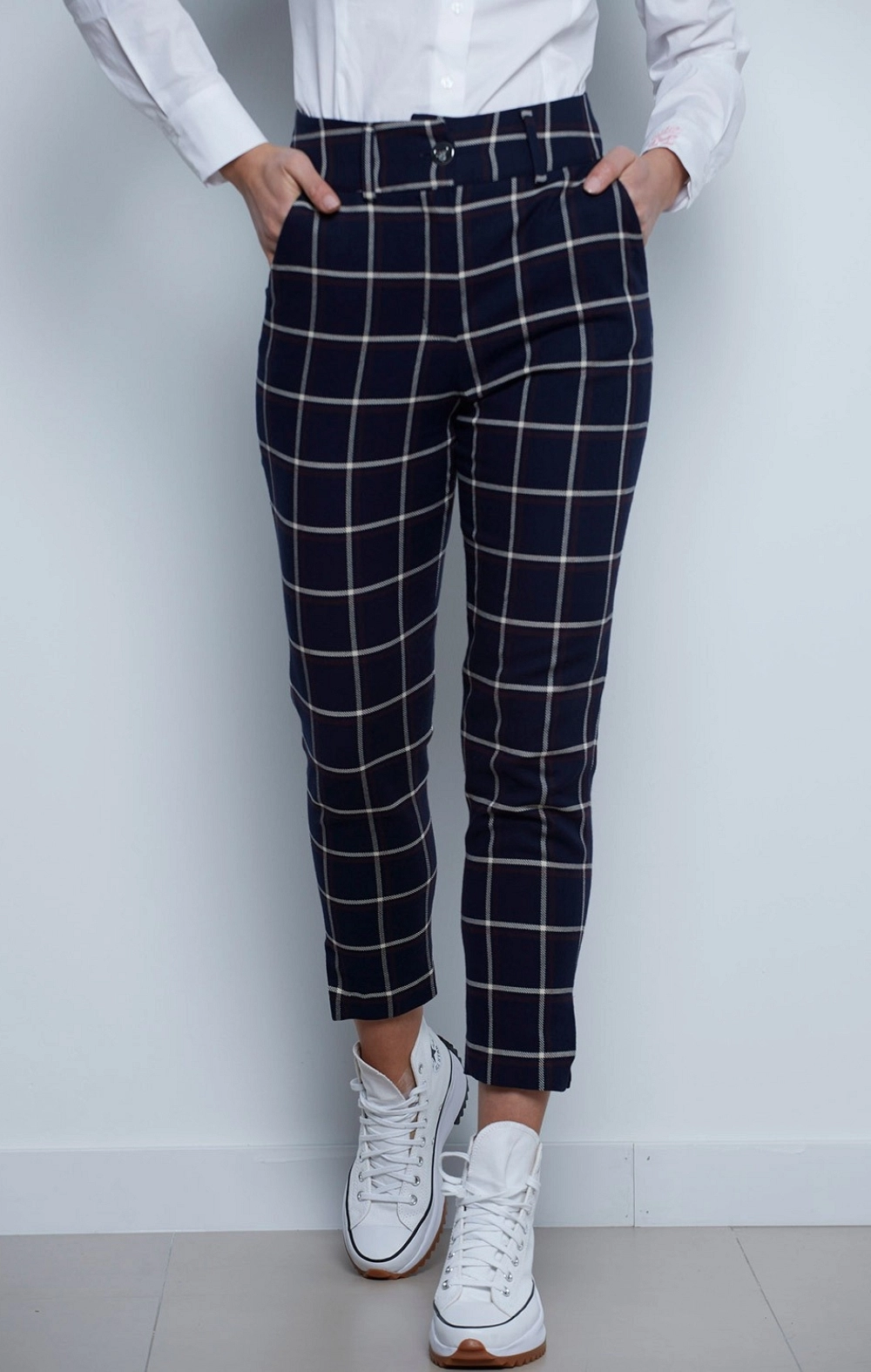 PANTALON RECTO CUADROS GRANDES MARINO/GRANATE MANGATA