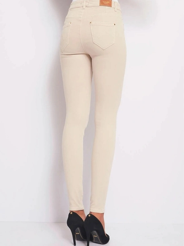 PANTALON VAQUERO BEIGE BOTON