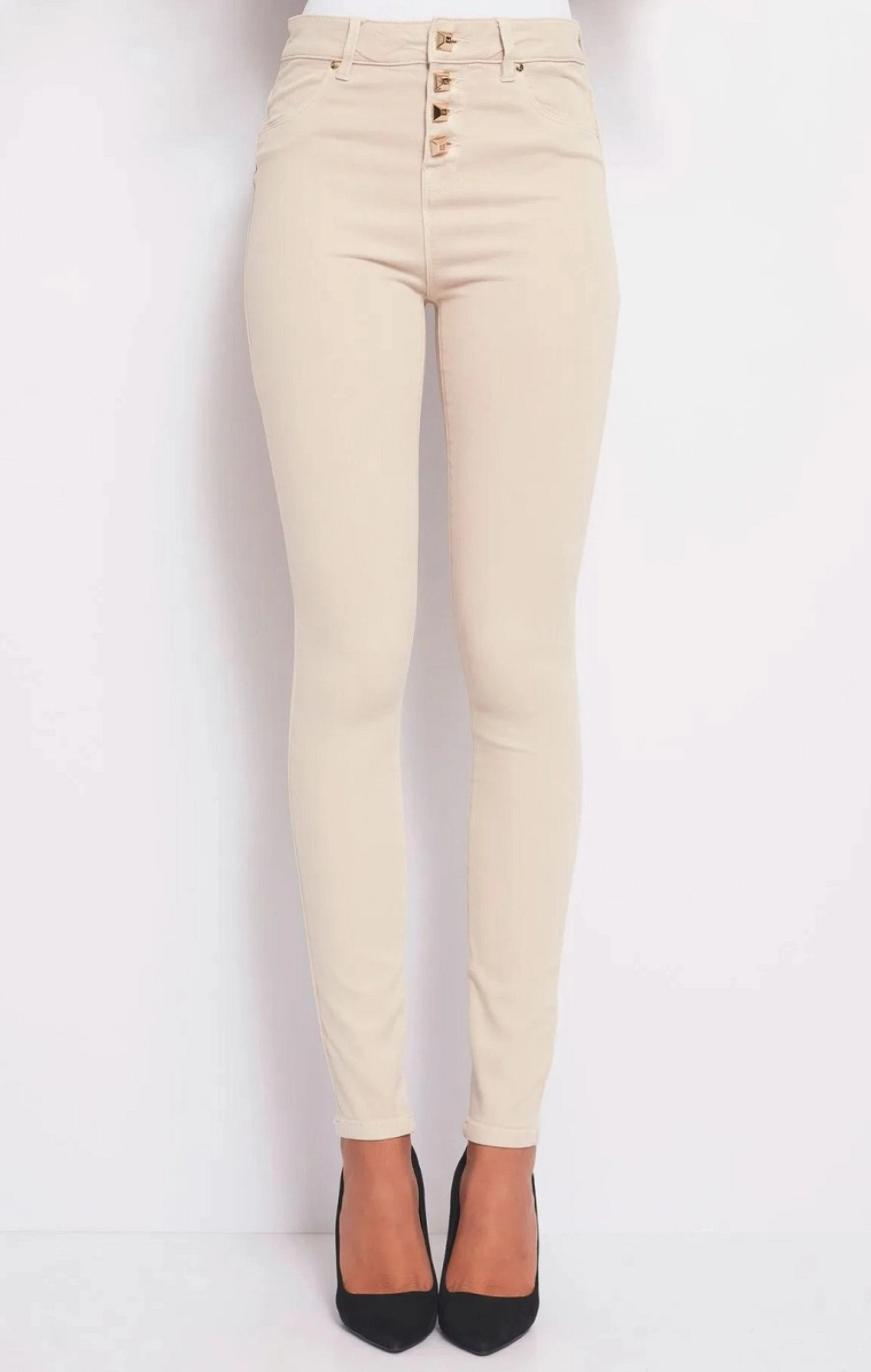 PANTALON VAQUERO BEIGE BOTON