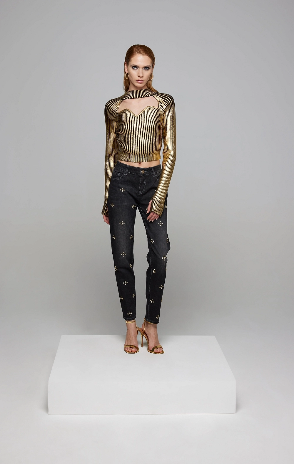 PANTALON VAQUERO NEGRO BRILLOS T&L