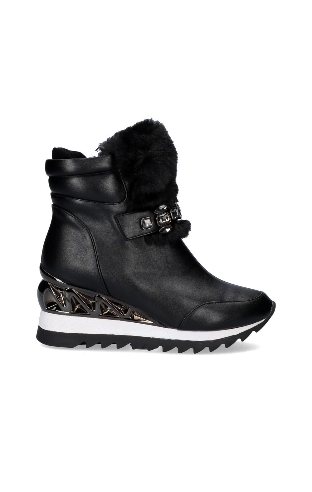 SNEAKER BOTIN CALCETIN CON PELO EN BLACK Y2327-J88