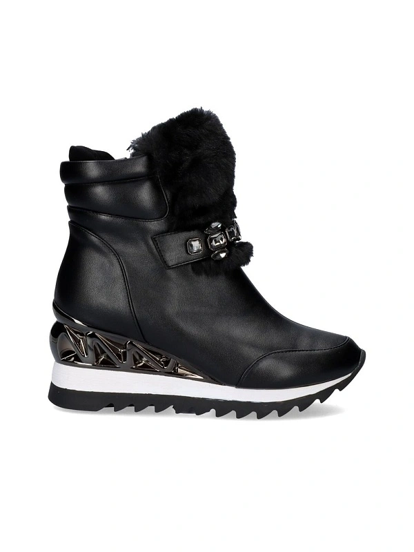 SNEAKER BOTIN CALCETIN CON PELO EN BLACK Y2327-J88