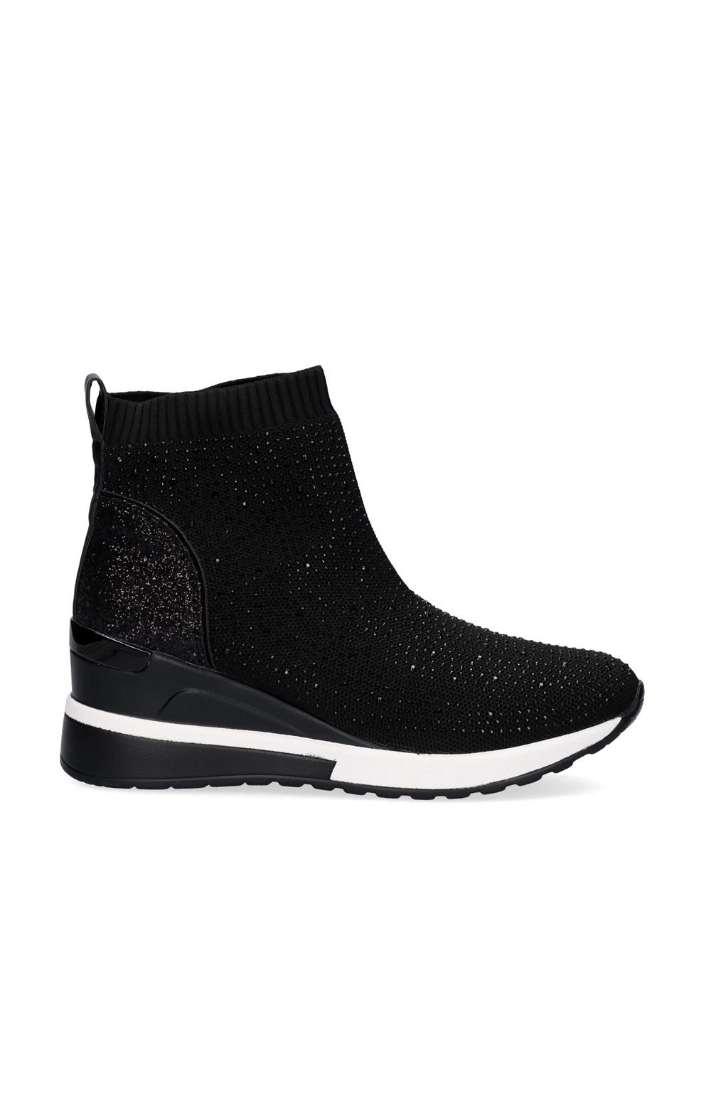 SOCK-STYLE EX20B BOOTIE IN BLACK WITH DIAMONDS