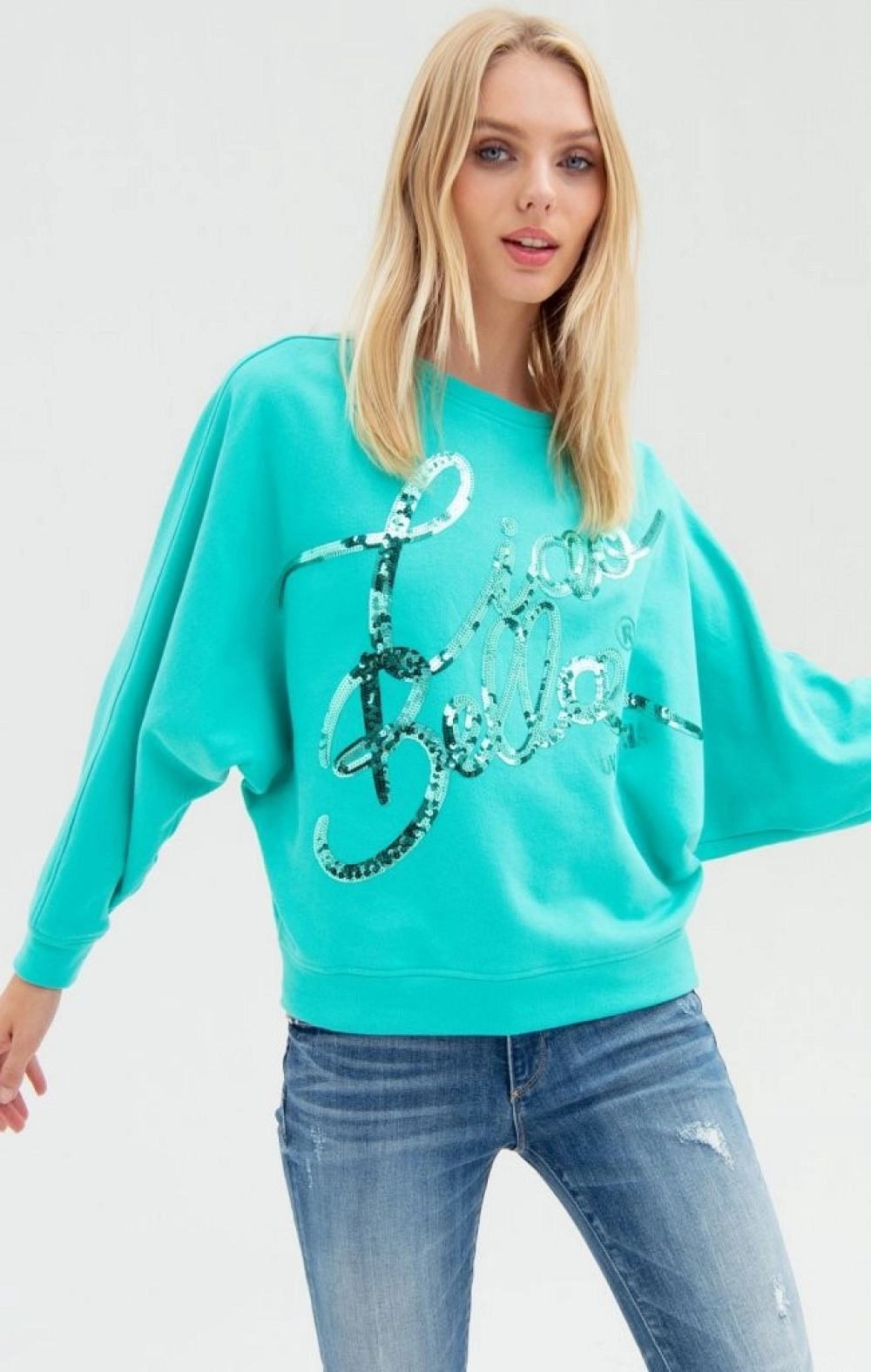 SUDADERA OVER LETRAS LENTEJUELAS  FRACOMINA