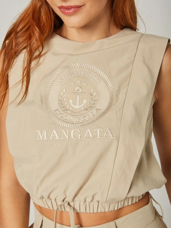 TOP ESCUDO BORDADO MANGATA BEIGE