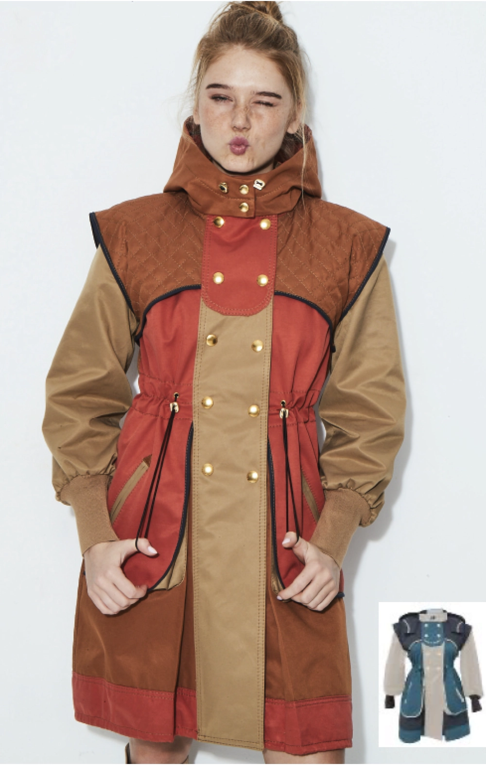 TRENCH COMBINADA LARGA H.PREPPY