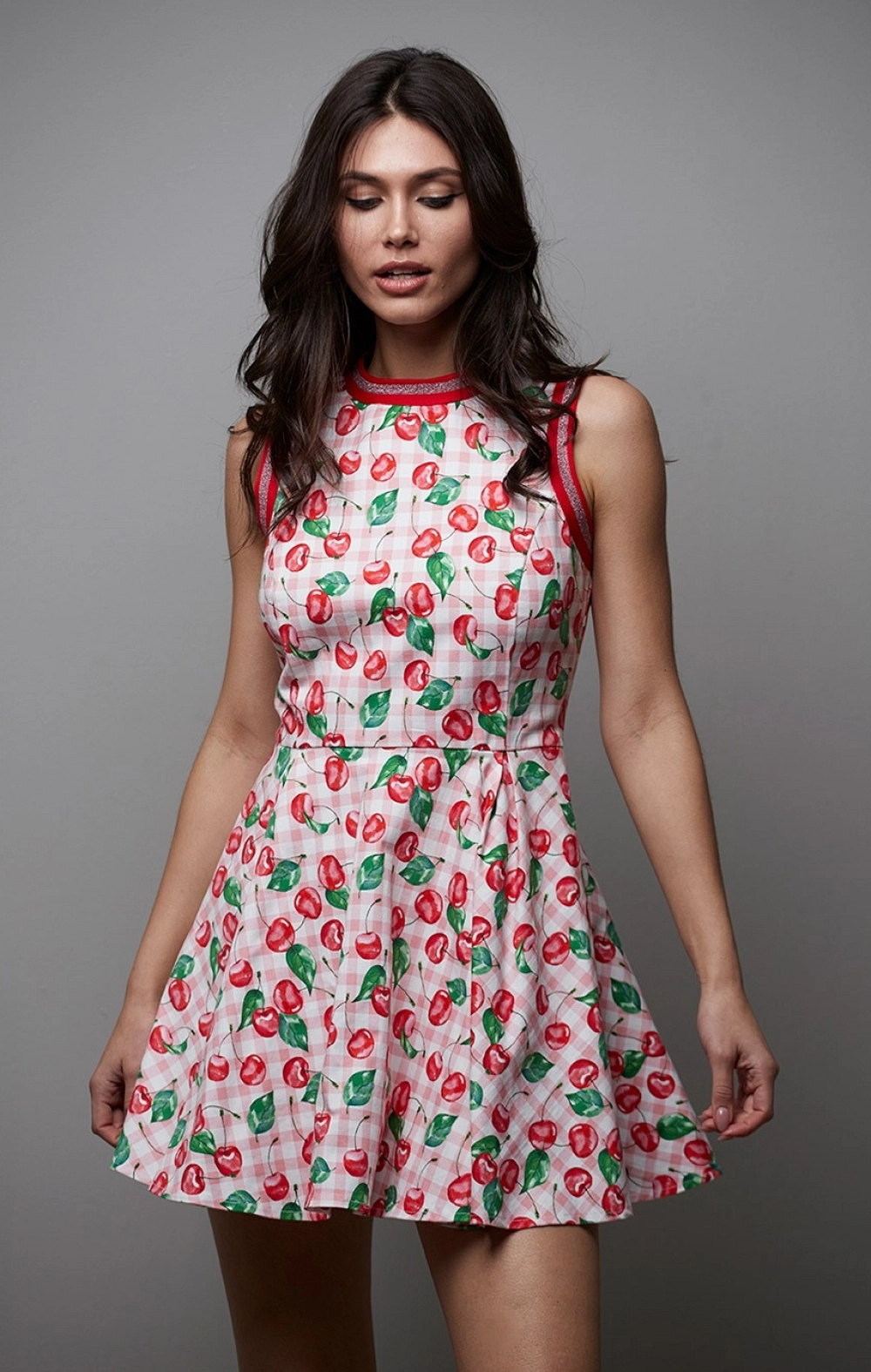 VESTIDO CAPA VICHY CEREZAS MANGATA